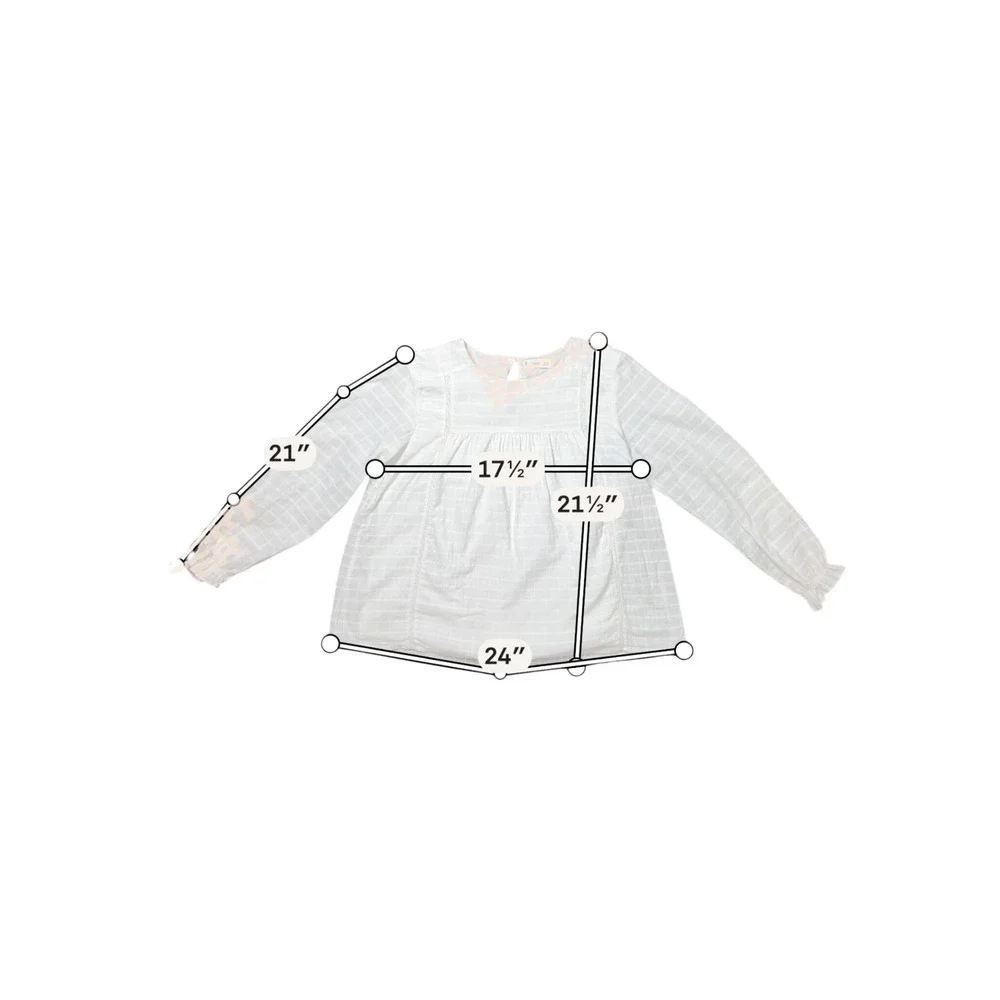 MNG Mango Kids Girls White Cotton Grid Lace Trim Blouse Top Size 11-12Y 152cm